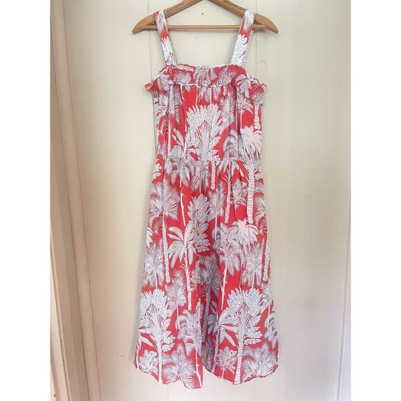 Talbots Breezy Oasis Palm Voile Fit & Flare Lightweight Cotton Dress 8 - Picture 3 of 6